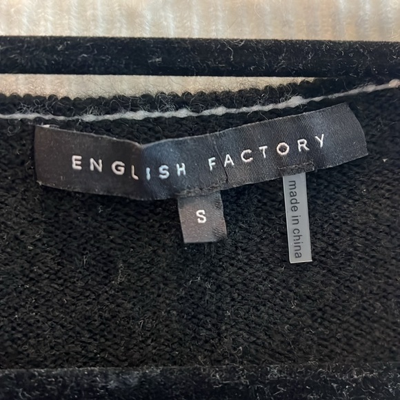 English Factory Black/Cream Cropped Button Sweater - Picture 3 of 3